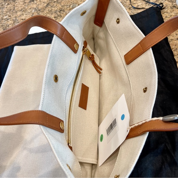 NWT Saint Laurent Universite North South Foldable Tote Bag Canvas Smooth Leather - Picture 9 of 16